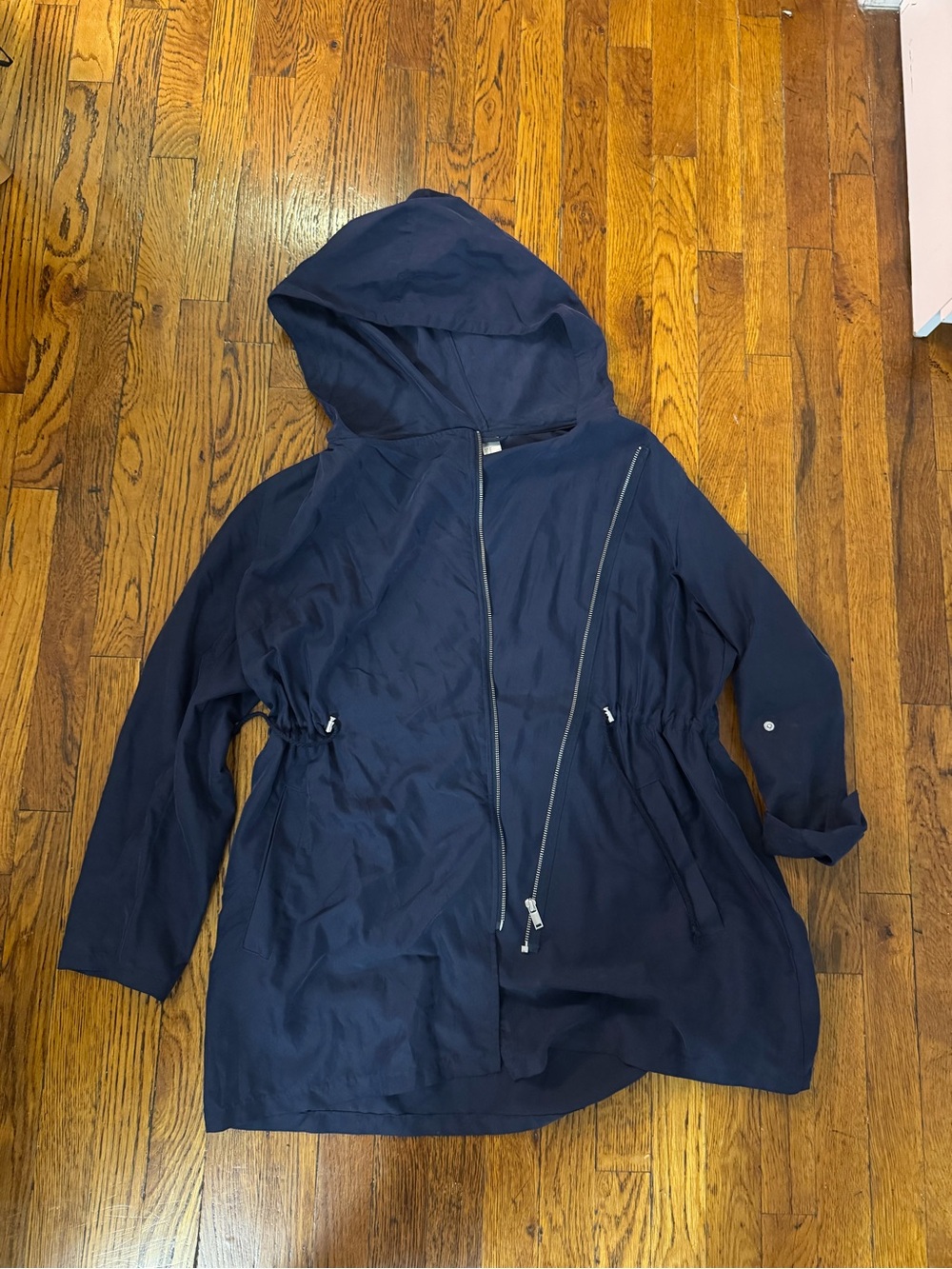 H&M Women's Navy Hooded Anorak Jacket - Casual Lightweight Coat